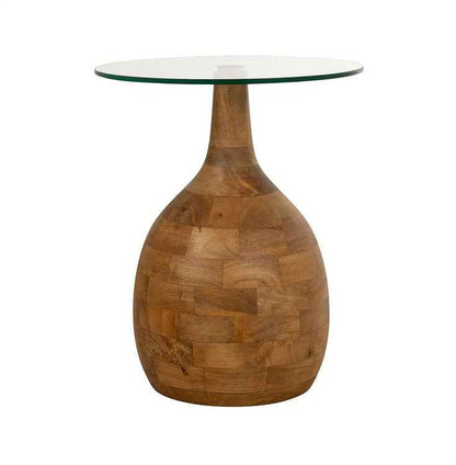 Stella salontafel Ø40, H50, Glad naturel, Helder glas