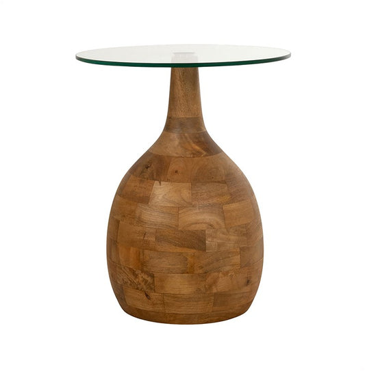 Stella salontafel Ø40, H50, Glad naturel, Helder glas