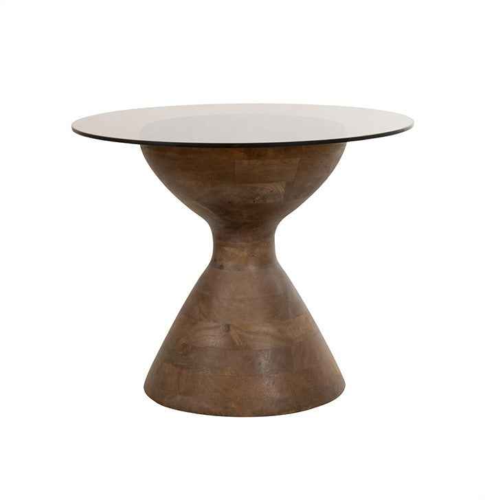 Yves bijzettafel Mango mat walnoot, rookglas