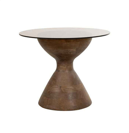 Yves bijzettafel Mango mat walnoot, rookglas