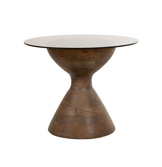 Yves bijzettafel Mango mat walnoot, rookglas