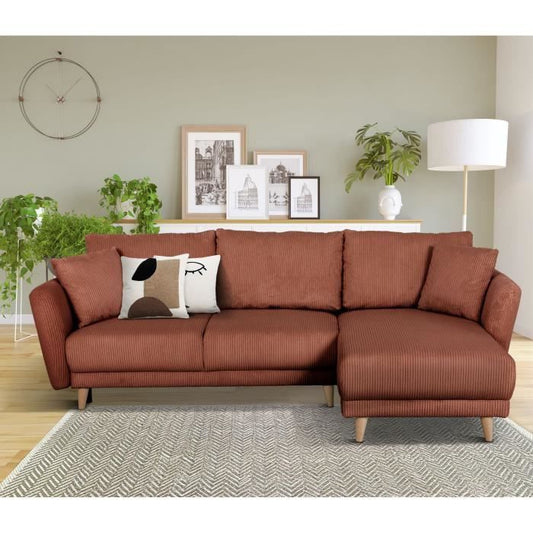 CLAUDIUS Reversible hoekbank - 3/4 zitplaatsen - Lincoln Terracotta stof - Opbergruimte - 244 x 158 x 86 cm AUCUNE