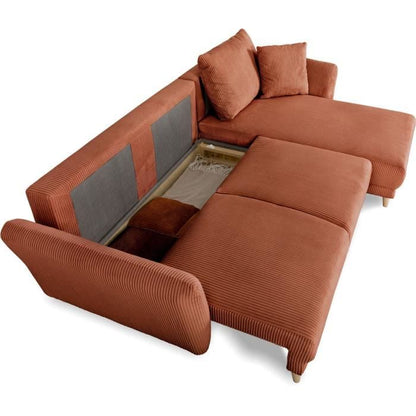 CLAUDIUS Reversible hoekbank - 3/4 zitplaatsen - Lincoln Terracotta stof - Opbergruimte - 244 x 158 x 86 cm AUCUNE