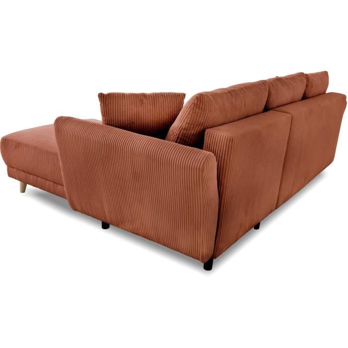 CLAUDIUS Reversible hoekbank - 3/4 zitplaatsen - Lincoln Terracotta stof - Opbergruimte - 244 x 158 x 86 cm AUCUNE