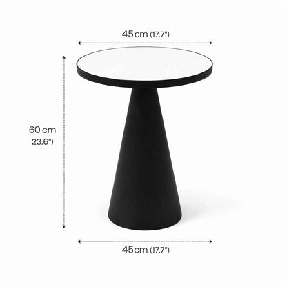 Ronde kegelvormige marmeren bijzettafel