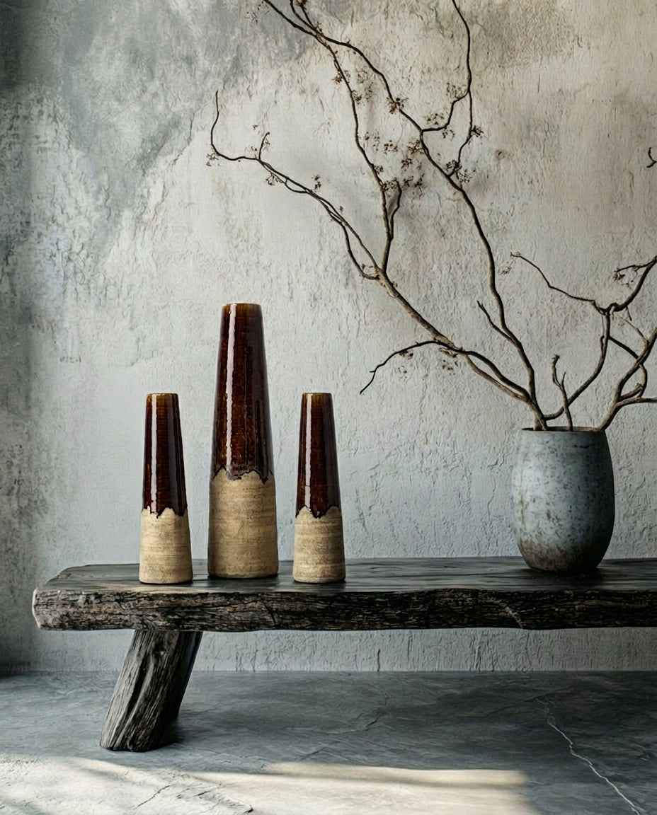 De Amber-kegelvaas - Betonbruin - M