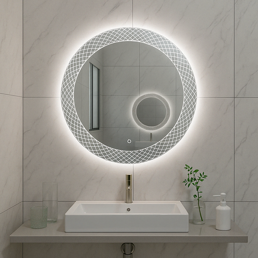Deco Ronde Badkamerspiegel Wiesbaden met LED-verlichting en condensvrij 100 Cm Badkamerspiegel Sanitairluxe