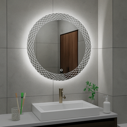 Deco Ronde Badkamerspiegel Wiesbaden met LED-verlichting en condensvrij 100 Cm Badkamerspiegel Sanitairluxe