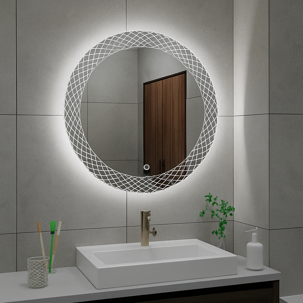 Decoratieve ronde badkamerspiegel Wiesbaden met LED-verlichting en condensvrij 120 cm Badkamerspiegel Sanitairluxe