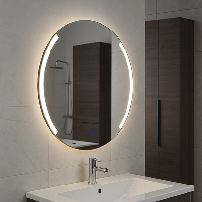 Ronde LED Spiegel Wiesbaden met Dimbare Verlichting en Condensvrije Zone – 80 cm Badkamerspiegel Sanitairluxe