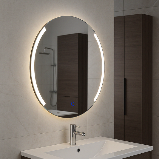 Ronde LED Spiegel Wiesbaden met Dimbare Verlichting en Condensvrije Zone – 80 cm Badkamerspiegel Sanitairluxe