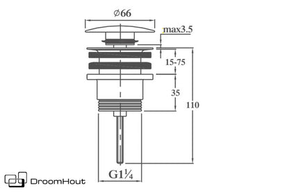 Clickwaste Universeel Gun Metal Voor Badkamermeubel En Waskom DroomHout