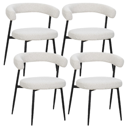 BukkitBow – Eetkamerstoel / Keukenstoel - Geschikt als Make-up Stoel - Chenille Stof & Metalen Onderstel - Open Design