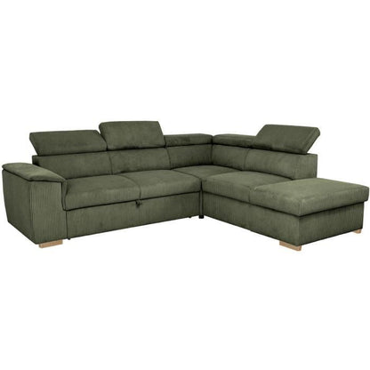 DAYTONA Omkeerbare hoekbank - 5 zitplaatsen  - Khaki fluweel - Opbergbox - L260 x H94 x D216 cm - Daza-living