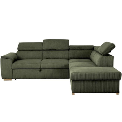 DAYTONA Omkeerbare hoekbank - 5 zitplaatsen  - Khaki fluweel - Opbergbox - L260 x H94 x D216 cm - Daza-living