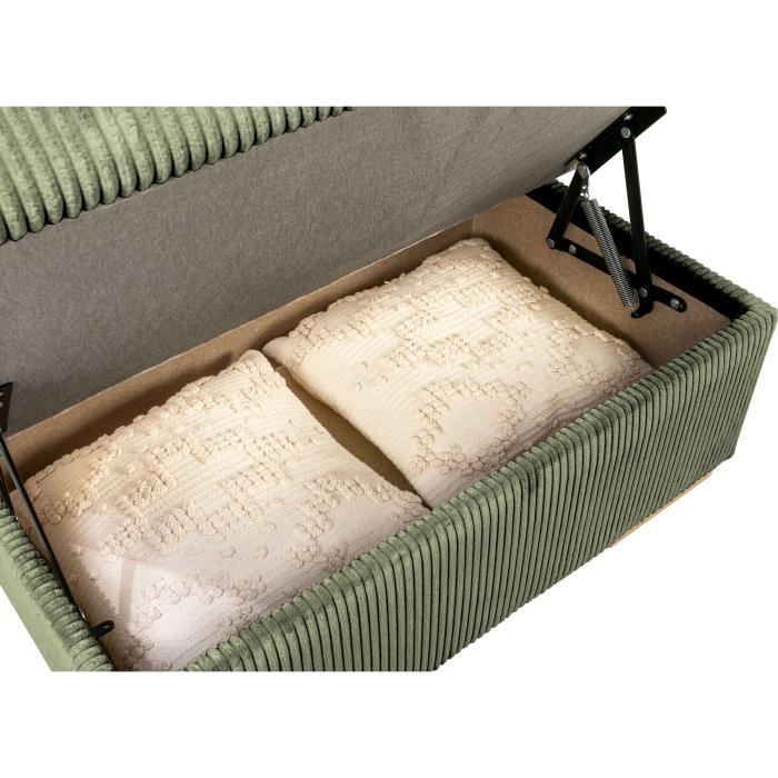 DAYTONA Omkeerbare hoekbank - 5 zitplaatsen  - Khaki fluweel - Opbergbox - L260 x H94 x D216 cm - Daza-living