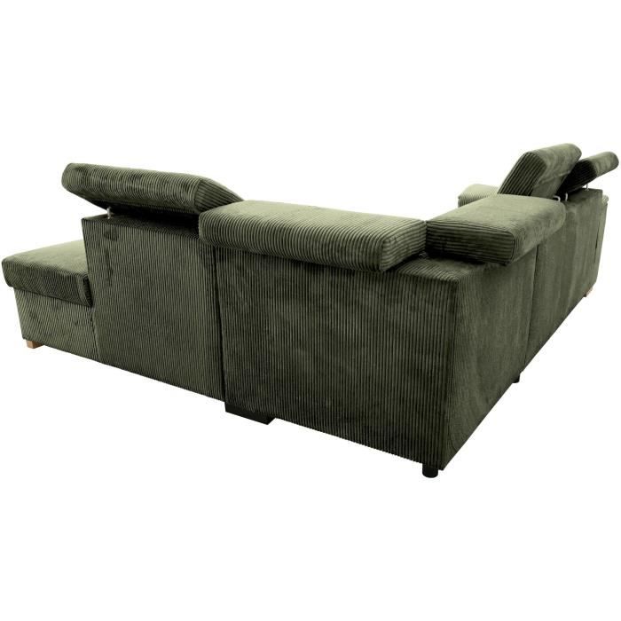 DAYTONA Omkeerbare hoekbank - 5 zitplaatsen  - Khaki fluweel - Opbergbox - L260 x H94 x D216 cm - Daza-living