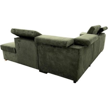 DAYTONA Omkeerbare hoekbank - 5 zitplaatsen  - Khaki fluweel - Opbergbox - L260 x H94 x D216 cm - Daza-living