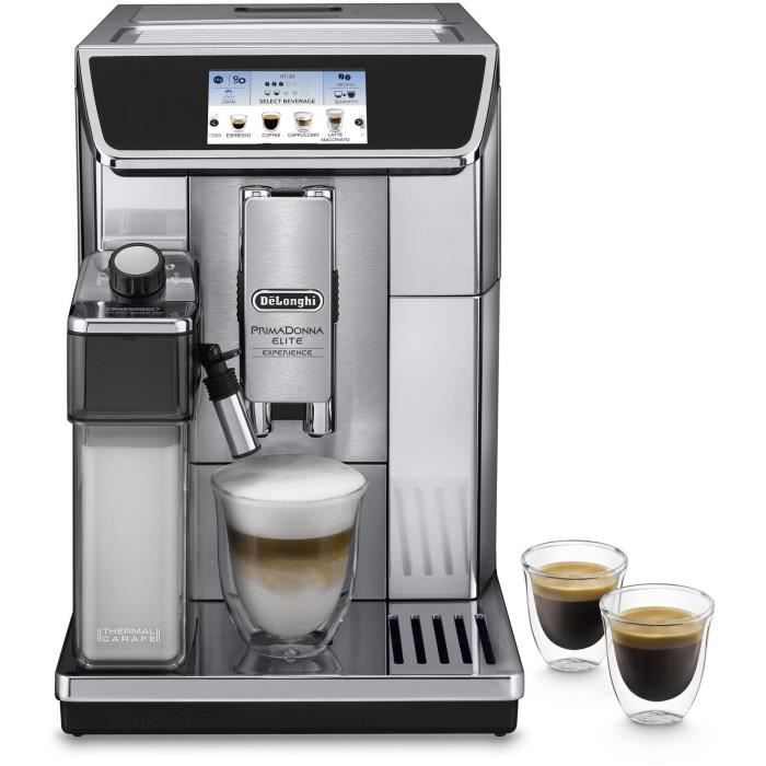 DELONGHI ECAM650.85.MS Espresso Machine with Integrated Coffee Grinder PrimaDonna Elite Experience - Gray