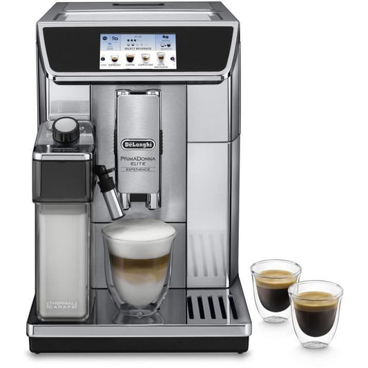 DELONGHI ECAM650.85.MS Espresso Machine with Integrated Coffee Grinder PrimaDonna Elite Experience - Gray