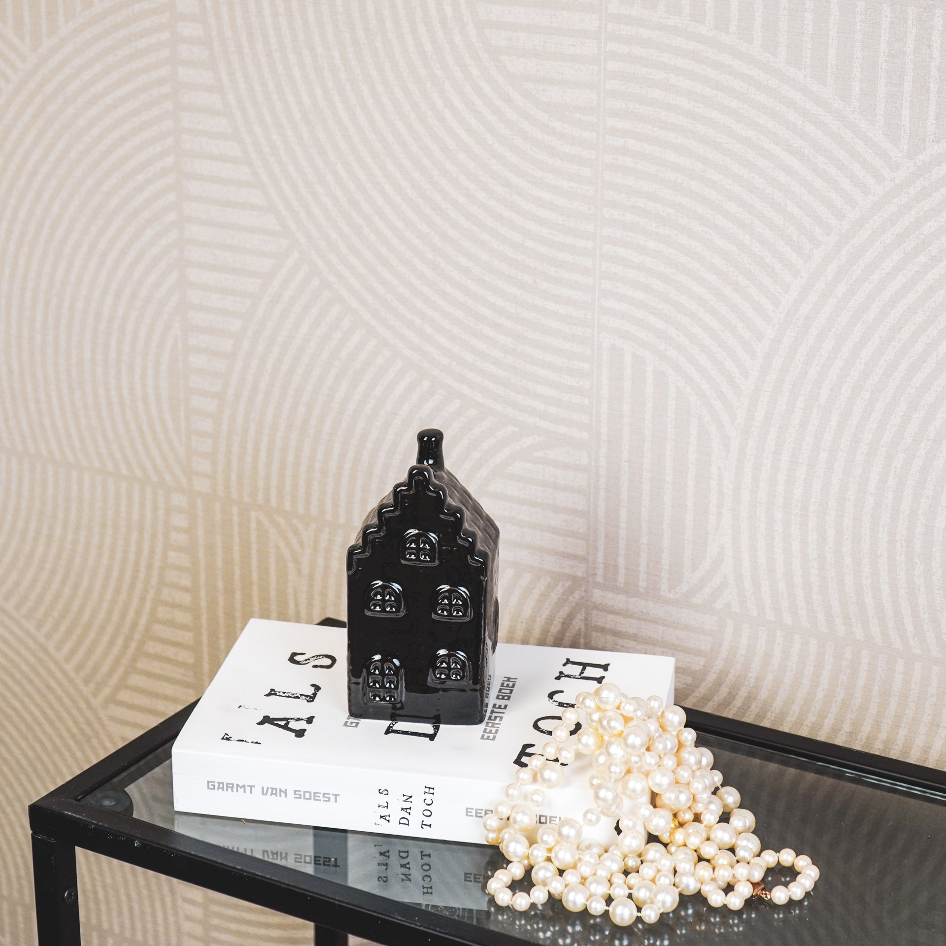 Housevitamin Ornament- Spaarpot - Huis - Keramiek - Zwart - 7x7x13cm - Home & Garden > Decor