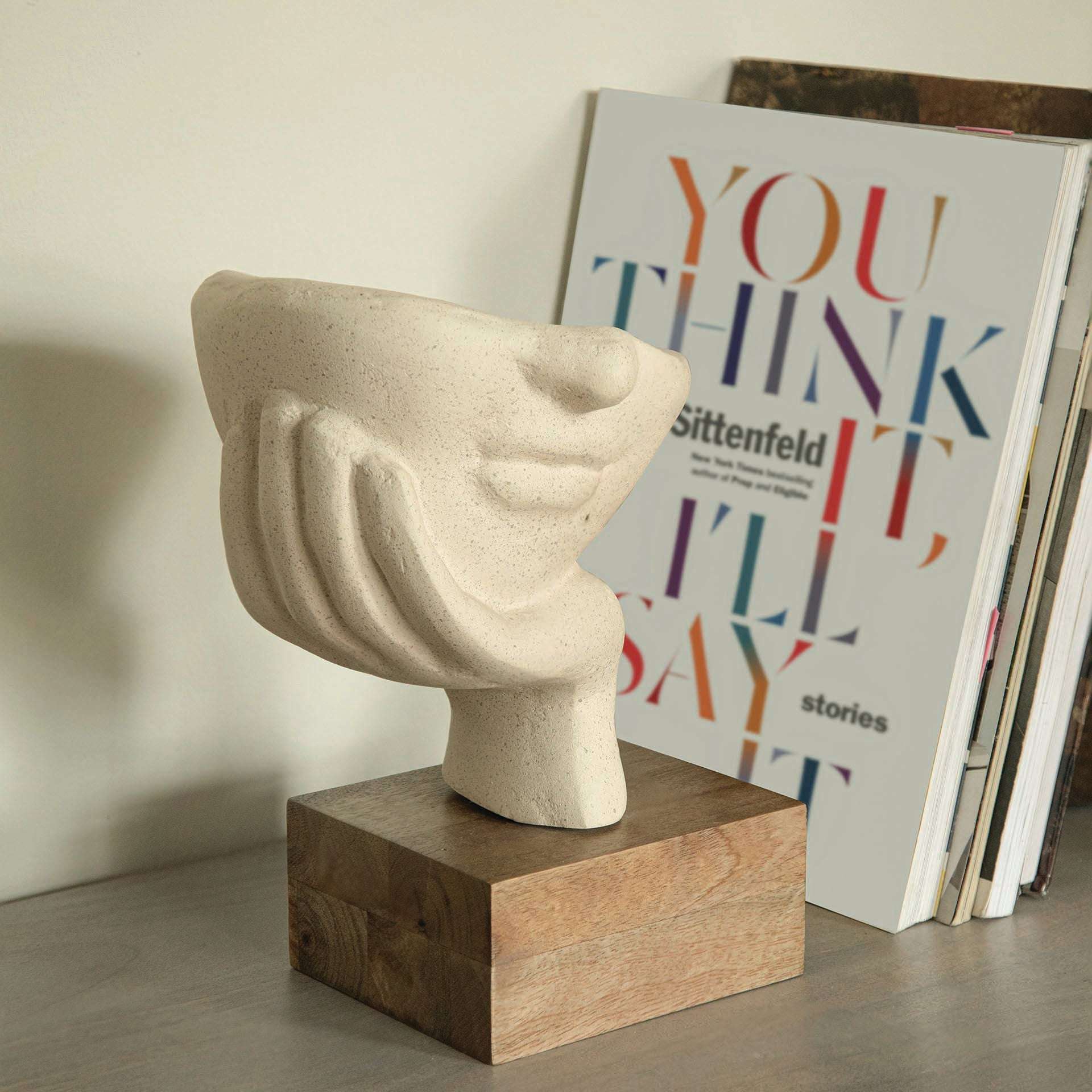 Handgemaakte Ecomix rusteloze gezichtssculptuur - duurzame gerecyclede kunstdecoratie, eierschaalafwerking ExpoBazaar