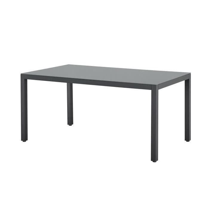 Garden set: table 160 cm + 6 chairs - Aluminum structure - Anthracite gray