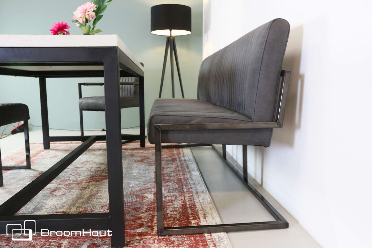 Eetkamerbank Tower Living Ferro antraciet 155 cm