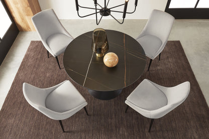 Modus Furniture International Winston stenen blad metalen onderstel ronde eettafel in zwart. -