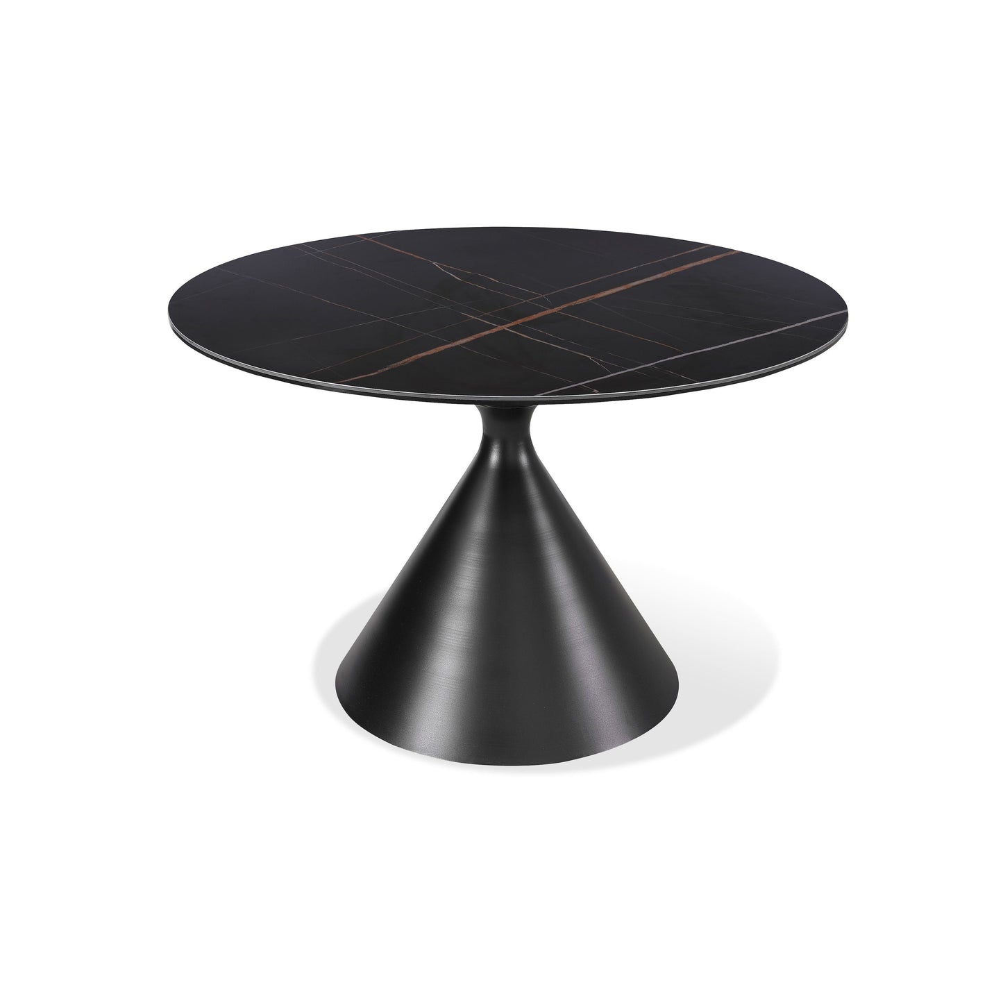 Modus Furniture International Winston stenen blad metalen onderstel ronde eettafel in zwart. -