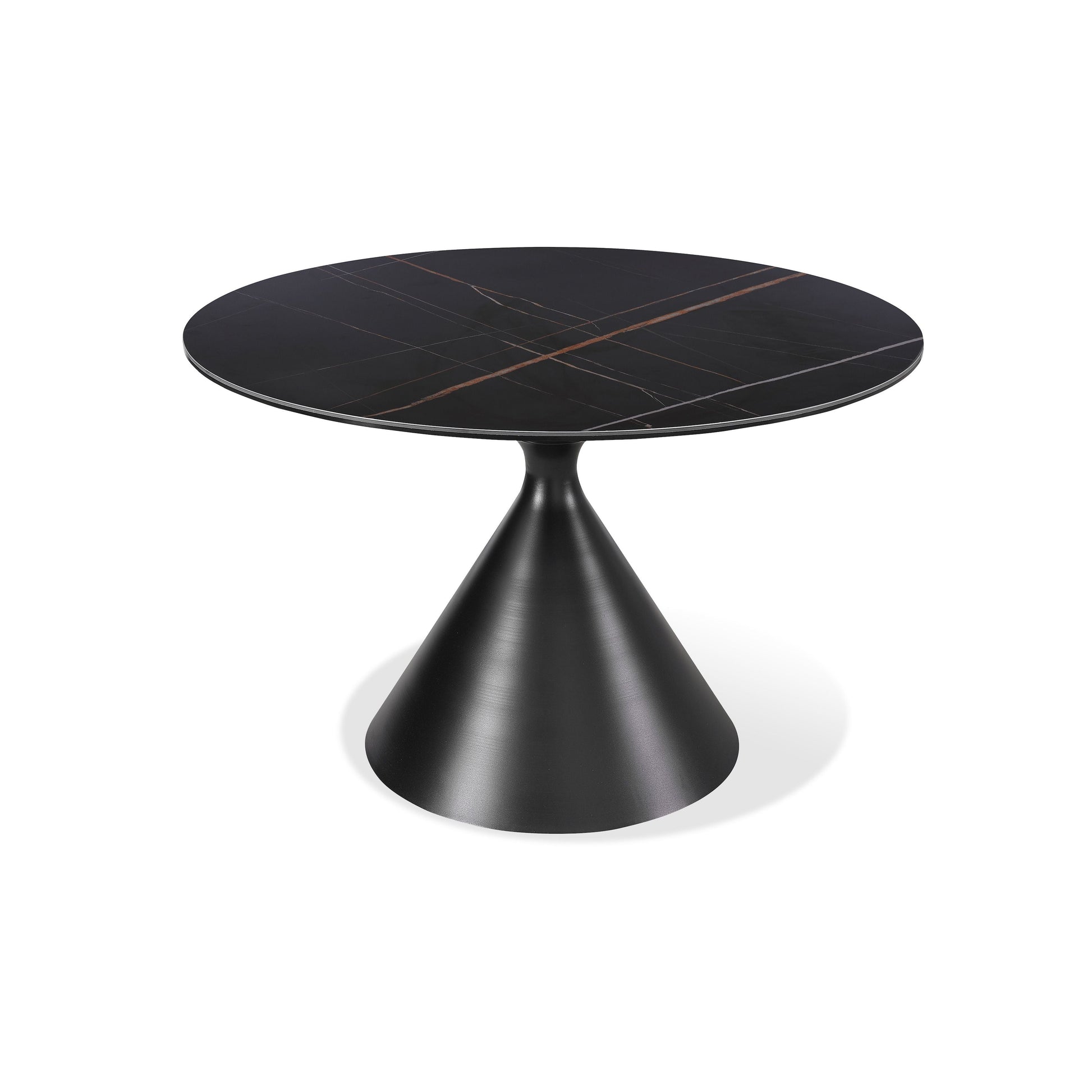 Modus Furniture International Winston stenen blad metalen onderstel ronde eettafel in zwart. -