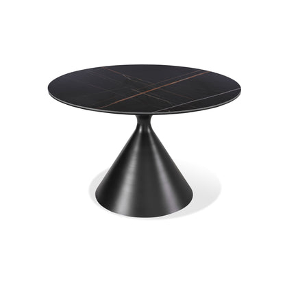 Modus Furniture International Winston stenen blad metalen onderstel ronde eettafel in zwart. -