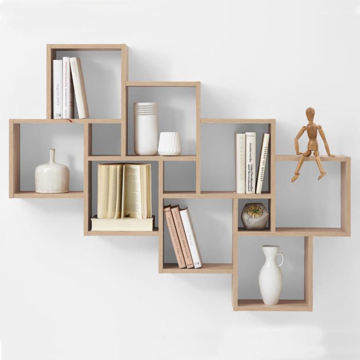 FMD LAURIO 3 wandplank - Eiken decor - L94,5 x H120,8 x D15,7 cm - - Furniture > Shelving > Wall Shelves & Ledges > Modular Wall Shelves & Ledges