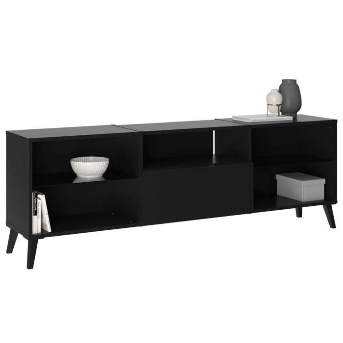Lowboard TV/Hi-Fi furniture - Black decor - L153.5 x H52 x D31.5 cm - Made in Germany