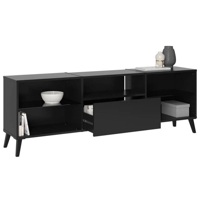 Lowboard TV/Hi-Fi furniture - Black decor - L153.5 x H52 x D31.5 cm - Made in Germany