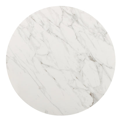 Modus Furniture International Winston stenen blad metalen onderstel ronde eettafel in haver melk en champagne. -