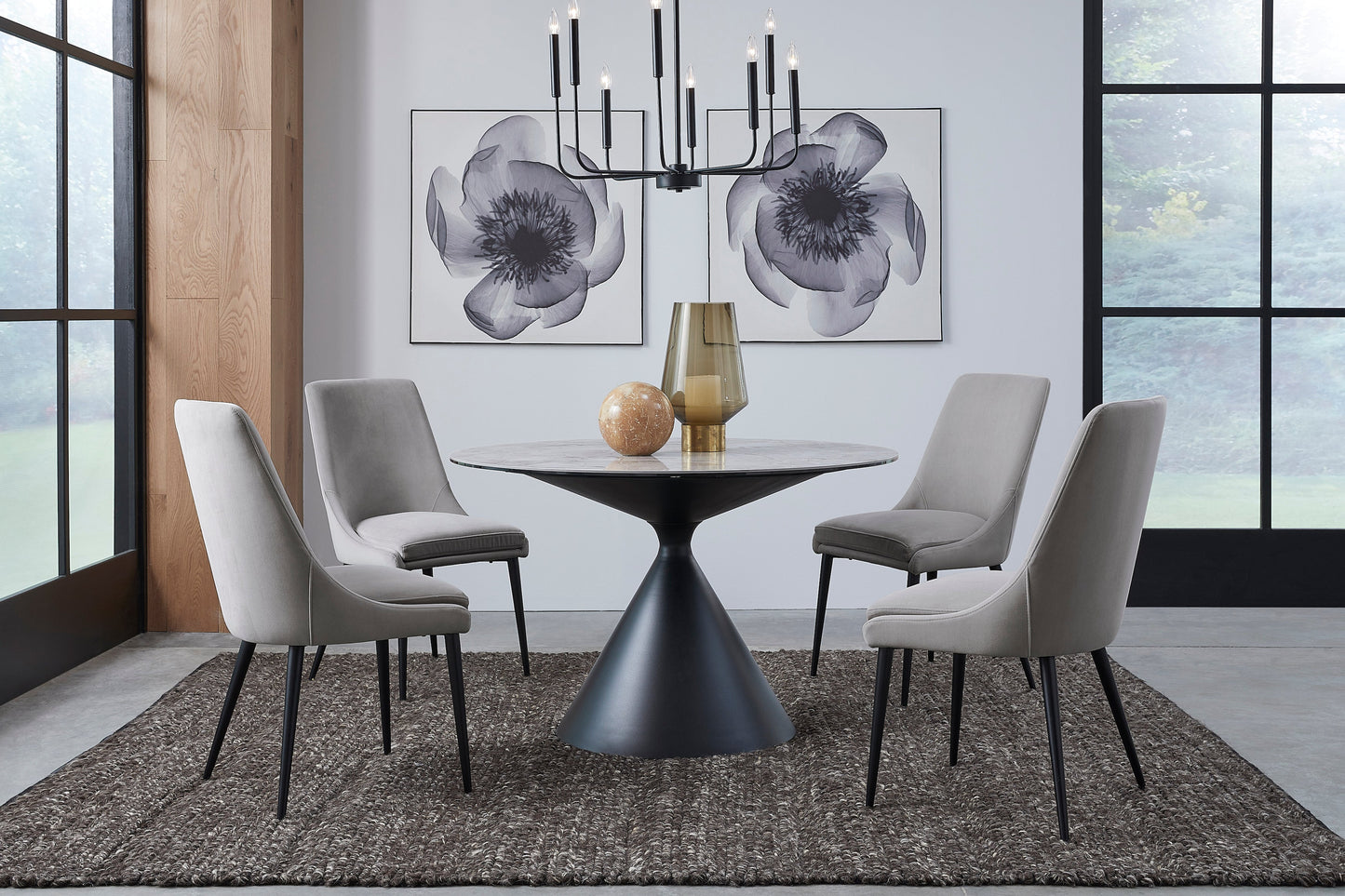 Modus Furniture International Winston stenen blad metalen onderstel ronde eettafel in Grigio -