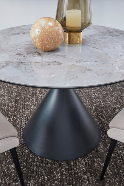 Modus Furniture International Winston stenen blad metalen onderstel ronde eettafel in Grigio -