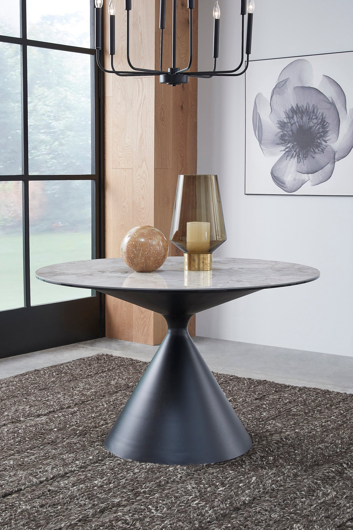 Modus Furniture International Winston stenen blad metalen onderstel ronde eettafel in Grigio -