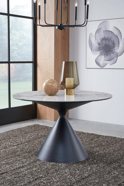 Modus Furniture International Winston stenen blad metalen onderstel ronde eettafel in Grigio -