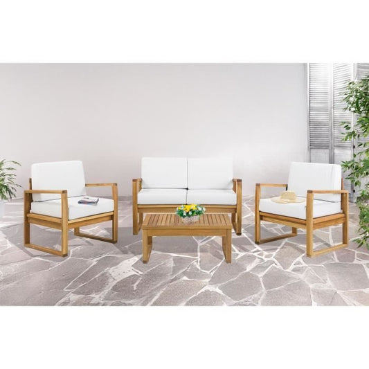 FSC Acacia garden furniture - PALAWAN - 4 personen - Grijs tuin set buiten voorbeeld