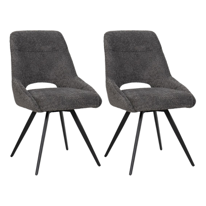BukkitBow – Eetkamerstoel / Keukenstoel - Geschikt als Make-up Stoel - Chenille Stof & Metalen Onderstel Donker Grijs 2 Donker Grijs 2 Eetkamerstoel BukkitBow