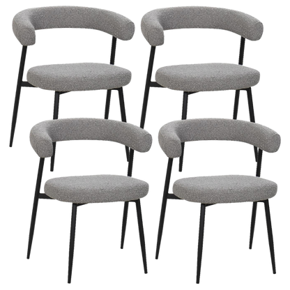 BukkitBow – Eetkamerstoel / Keukenstoel - Geschikt als Make-up Stoel - Chenille Stof & Metalen Onderstel - Open Design