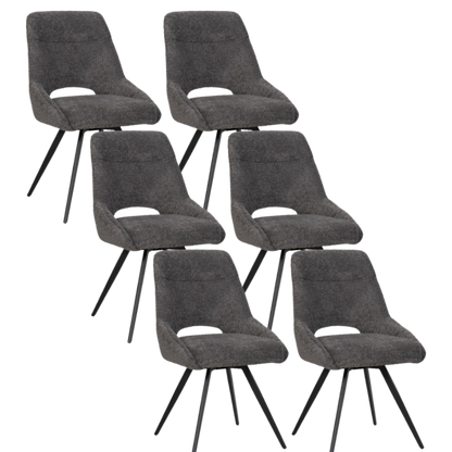BukkitBow – Eetkamerstoel / Keukenstoel - Geschikt als Make-up Stoel - Chenille Stof & Metalen Onderstel Donker Grijs 6 Donker Grijs 6 Eetkamerstoel BukkitBow