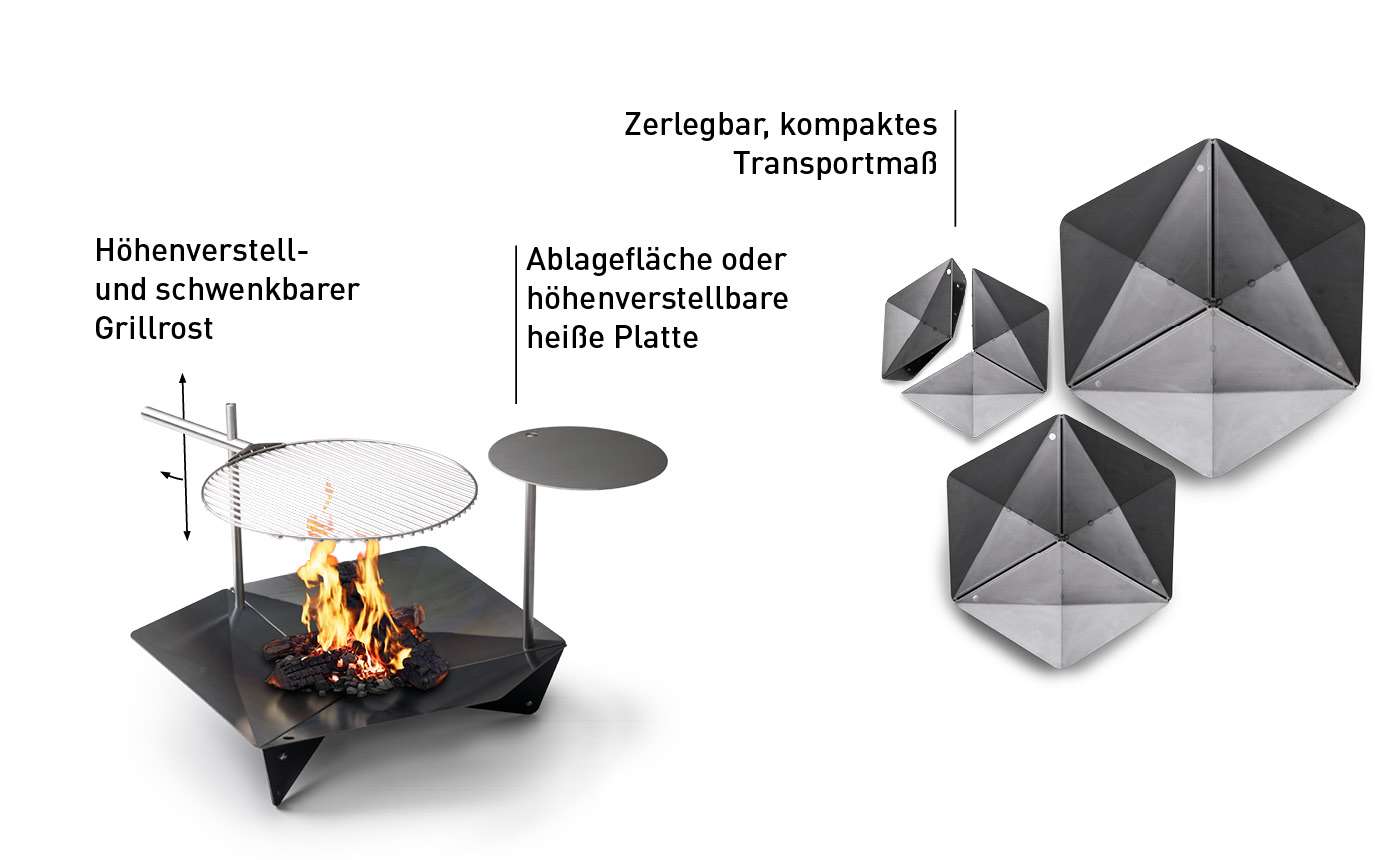 HÃ¶fats Drievoudige Vuurschaal 65 - Furniture > Outdoor Furniture > Outdoor Tables > Fire Pits