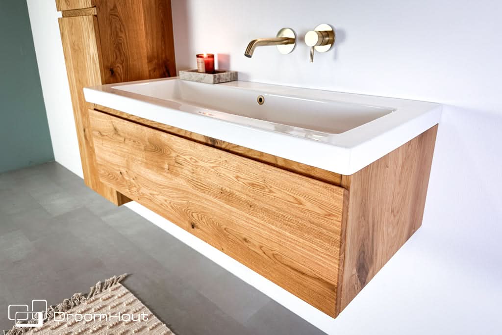 Houten badkamerset Aqua - 100 cm - fotoshoot model DroomHout