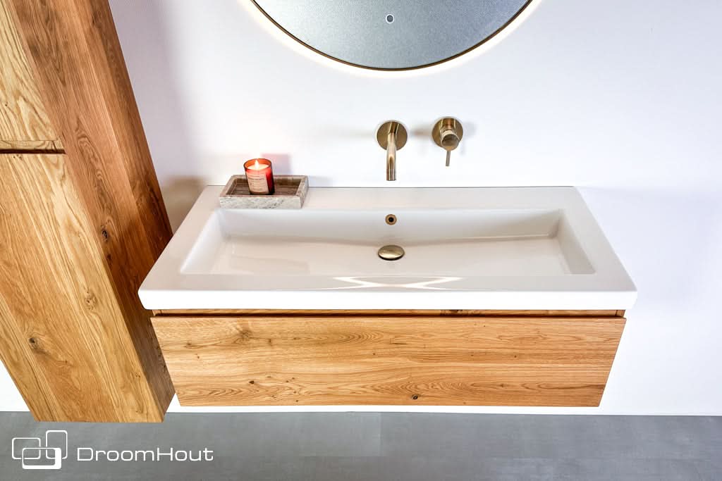 Houten badkamerset Aqua - 100 cm - fotoshoot model DroomHout