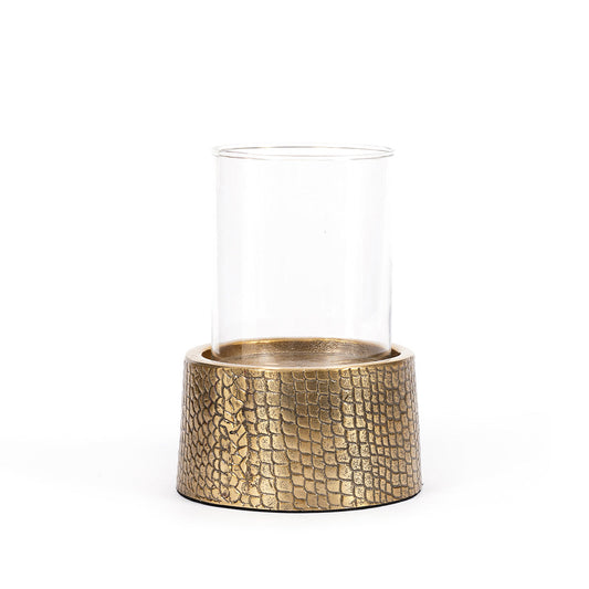 De Croco-kandelaar met glas - messing - L