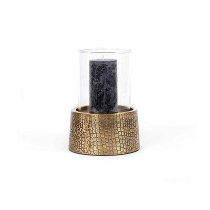 De Croco-kandelaar met glas - messing - L