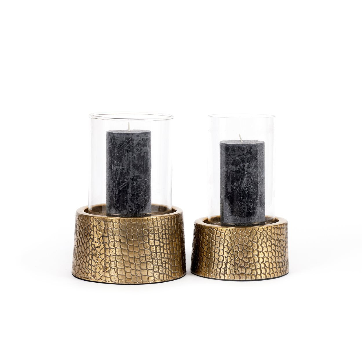 De Croco-kandelaar met glas - messing - L